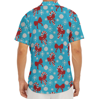 Christmas Party Knitted Pattern Print Men's Deep V-Neck Shirt