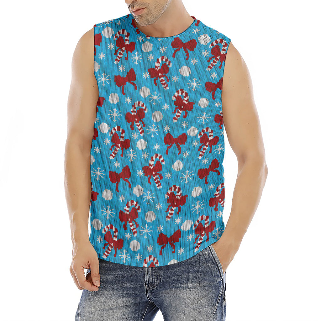 Christmas Party Knitted Pattern Print Men's Fitness Tank Top
