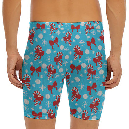 Christmas Party Knitted Pattern Print Men's Long Boxer Briefs