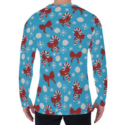 Christmas Party Knitted Pattern Print Men's Long Sleeve T-Shirt