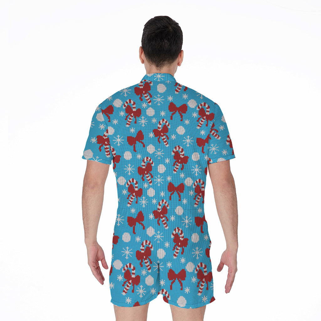 Christmas Party Knitted Pattern Print Men's Rompers