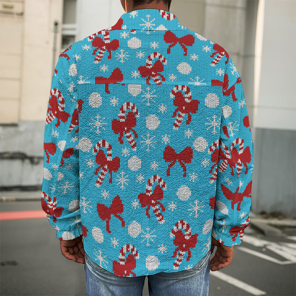 Christmas Party Knitted Pattern Print Men's Shirt Jacket