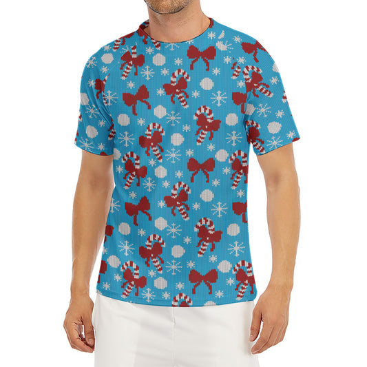 Christmas Party Knitted Pattern Print Men's Short Sleeve Rash Guard