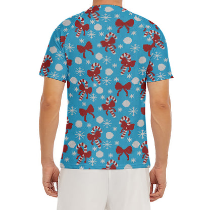 Christmas Party Knitted Pattern Print Men's Short Sleeve Rash Guard