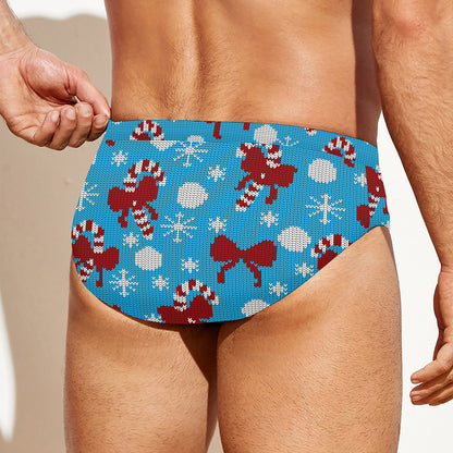 Christmas Party Knitted Pattern Print Men's Swim Briefs