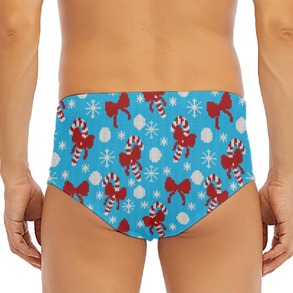 Christmas Party Knitted Pattern Print Men's Triangle Swim Briefs