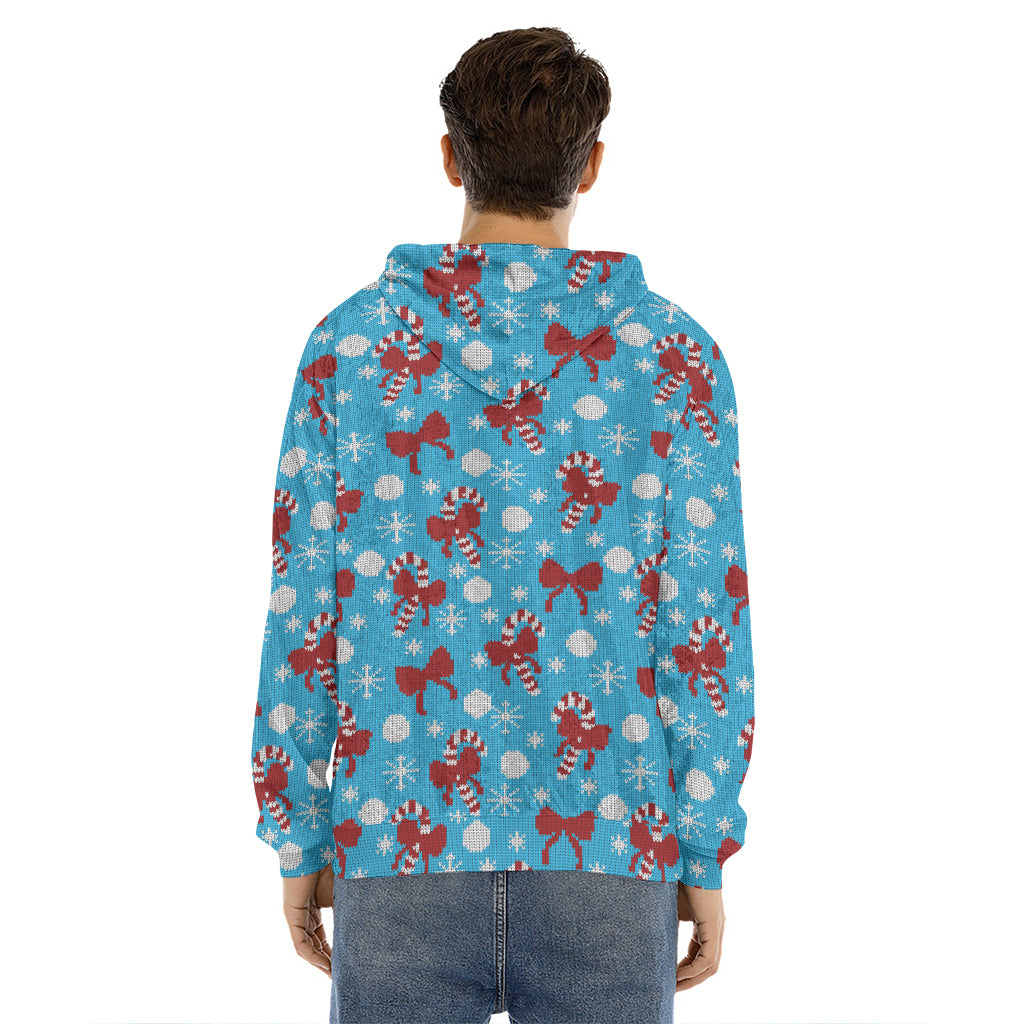 Christmas Party Knitted Pattern Print Men's Velvet Pullover Hoodie