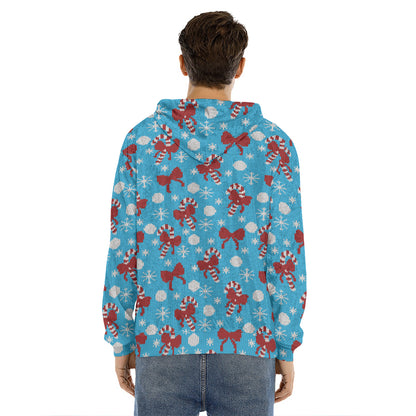 Christmas Party Knitted Pattern Print Men's Velvet Pullover Hoodie