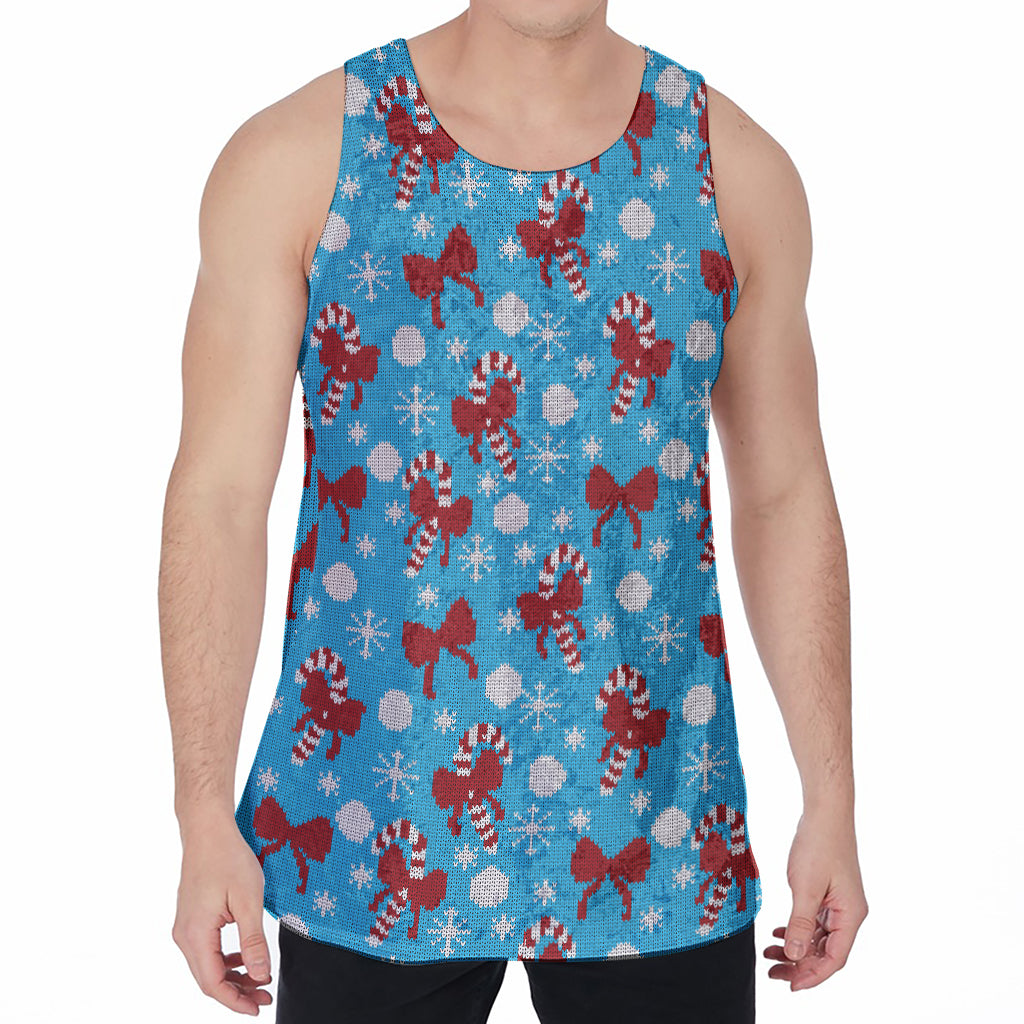 Christmas Party Knitted Pattern Print Men's Velvet Tank Top