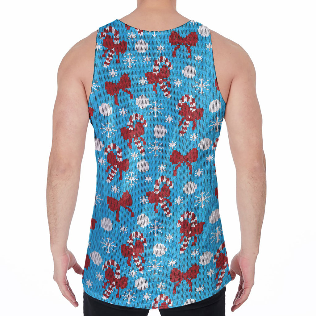 Christmas Party Knitted Pattern Print Men's Velvet Tank Top