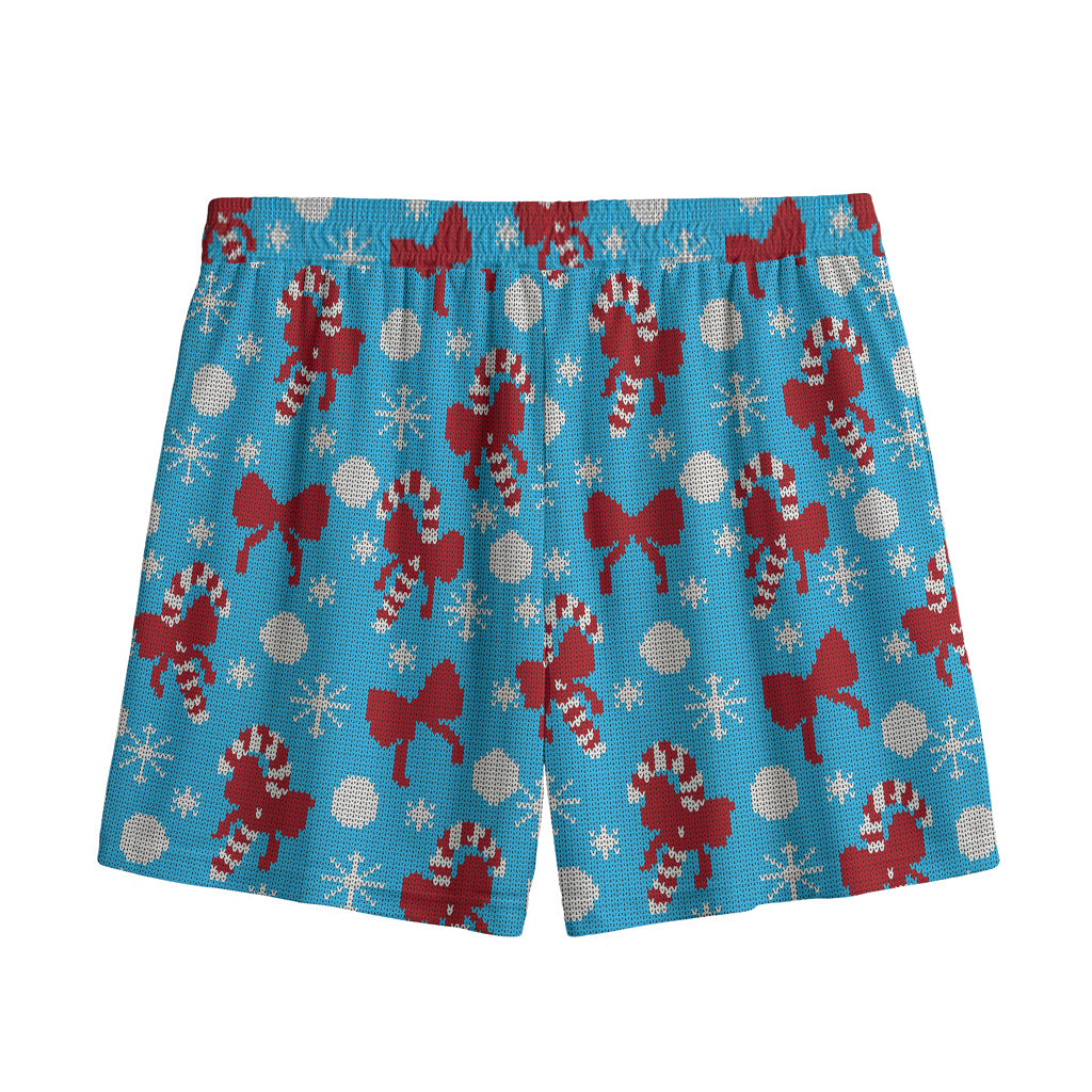 Christmas Party Knitted Pattern Print Mesh Shorts