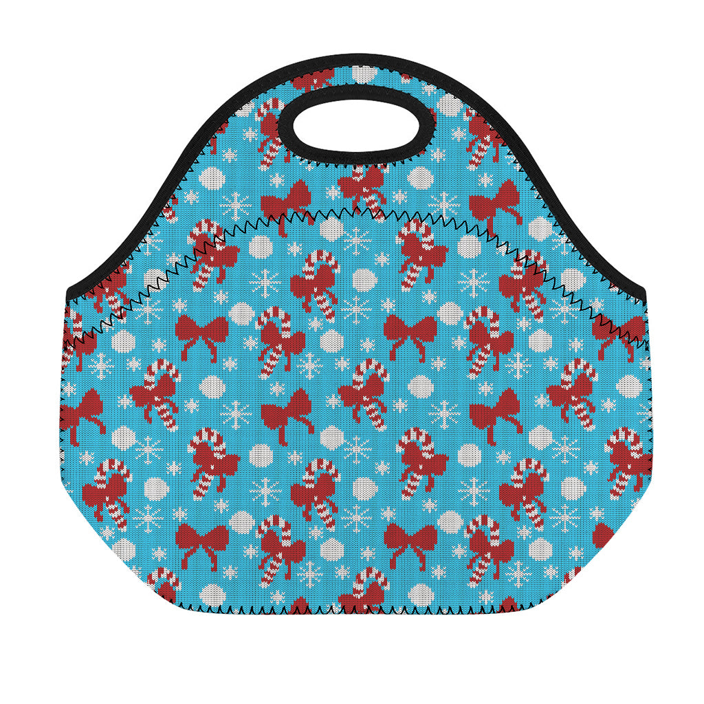 Christmas Party Knitted Pattern Print Neoprene Lunch Bag
