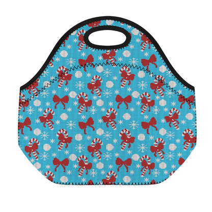 Christmas Party Knitted Pattern Print Neoprene Lunch Bag