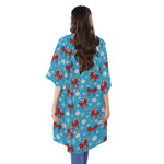 Christmas Party Knitted Pattern Print Open Front Beach Cover Up
