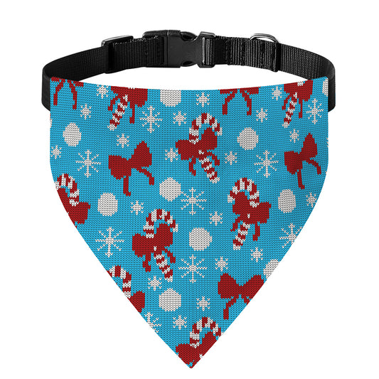 Christmas Party Knitted Pattern Print Over The Collar Dog Bandana
