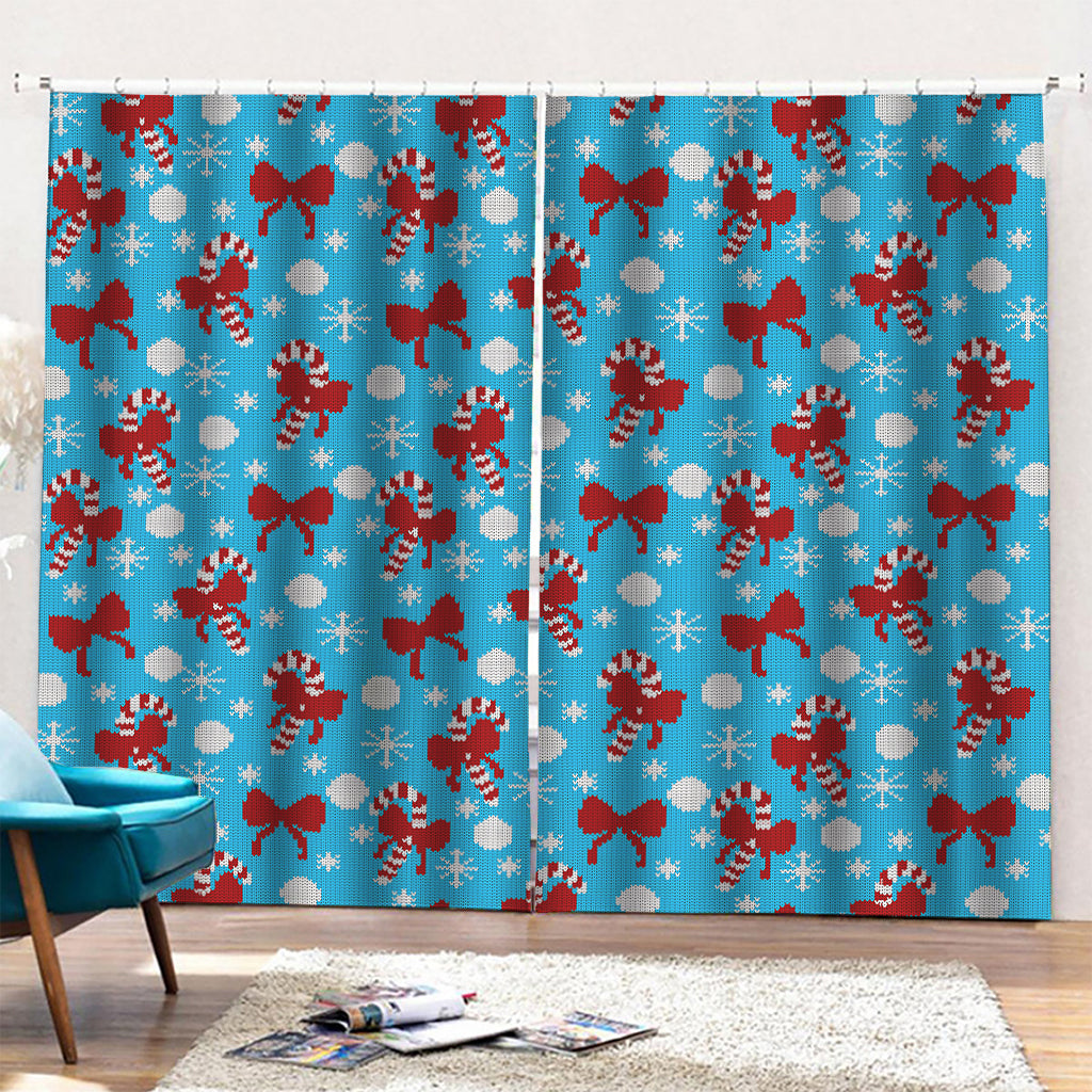 Christmas Party Knitted Pattern Print Pencil Pleat Curtains