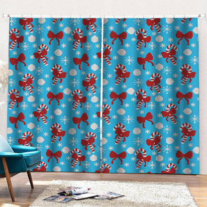 Christmas Party Knitted Pattern Print Pencil Pleat Curtains