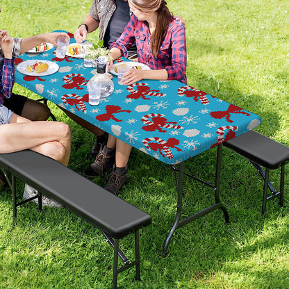 Christmas Party Knitted Pattern Print Picnic Table Cover