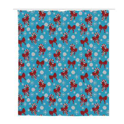 Christmas Party Knitted Pattern Print Polyester Shower Curtain