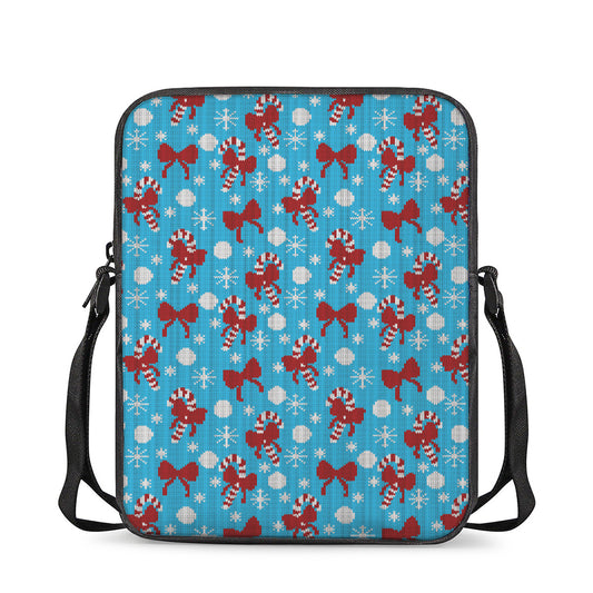 Christmas Party Knitted Pattern Print Rectangular Crossbody Bag