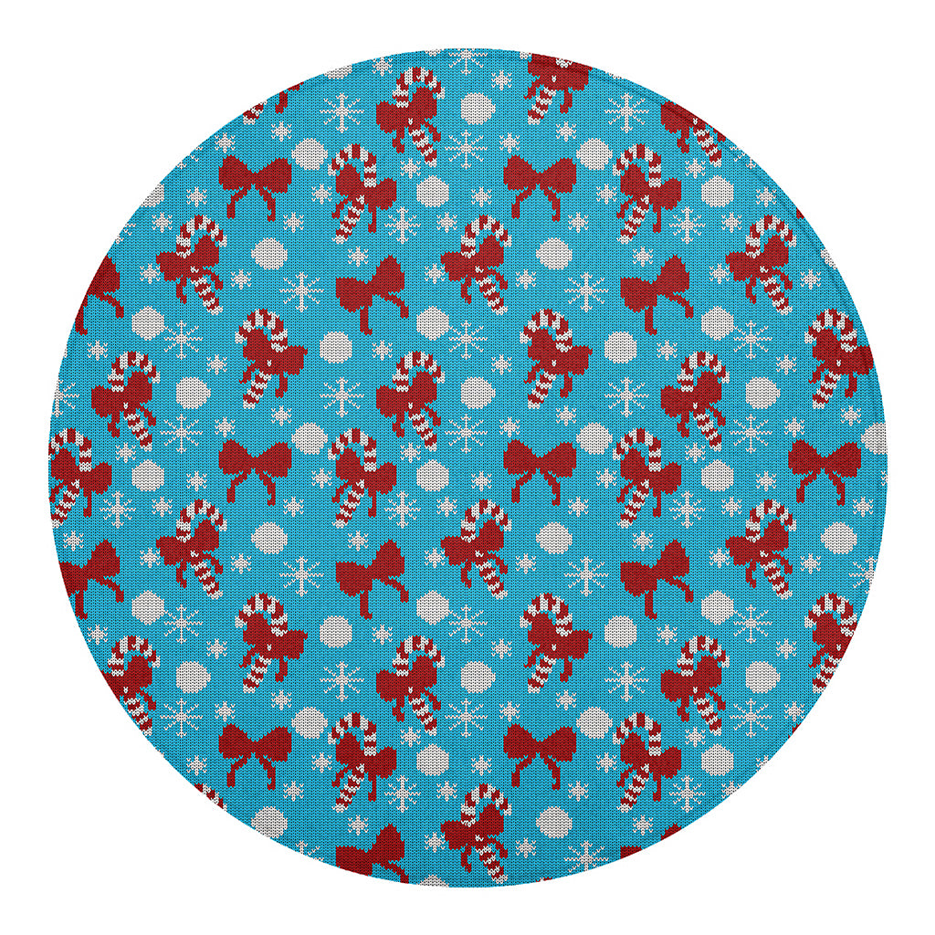 Christmas Party Knitted Pattern Print Round Blanket