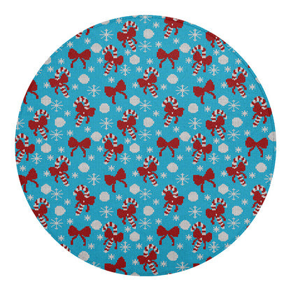 Christmas Party Knitted Pattern Print Round Blanket