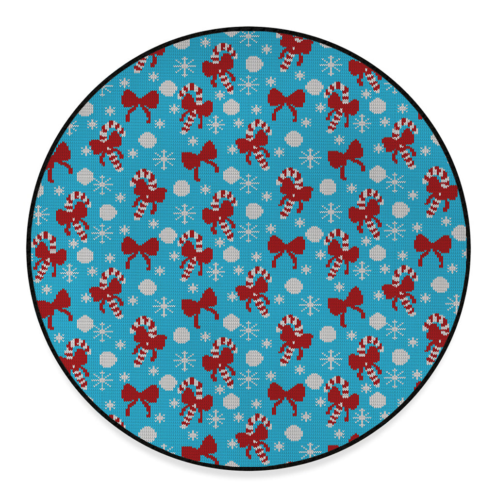Christmas Party Knitted Pattern Print Round Floor Mat