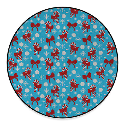 Christmas Party Knitted Pattern Print Round Floor Mat