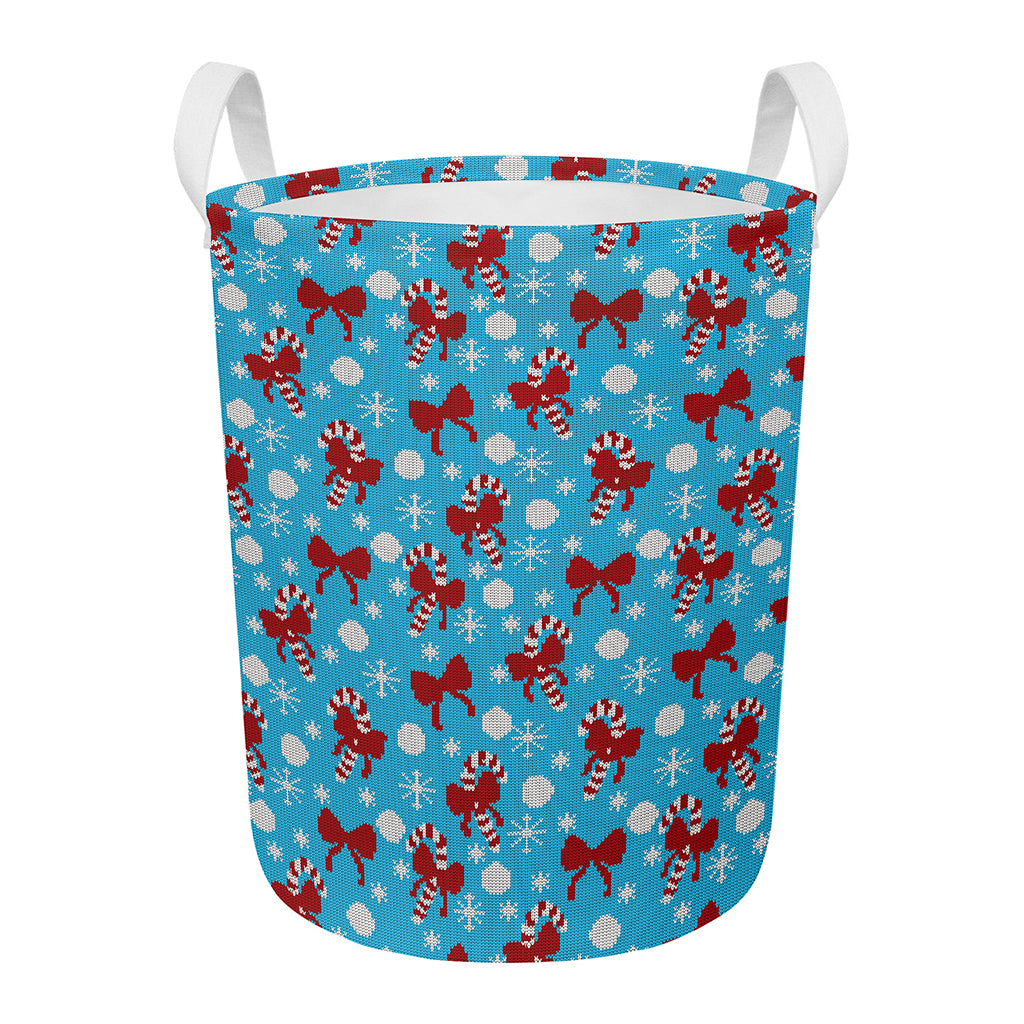 Christmas Party Knitted Pattern Print Round Laundry Basket