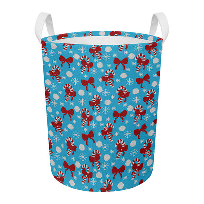 Christmas Party Knitted Pattern Print Round Laundry Basket