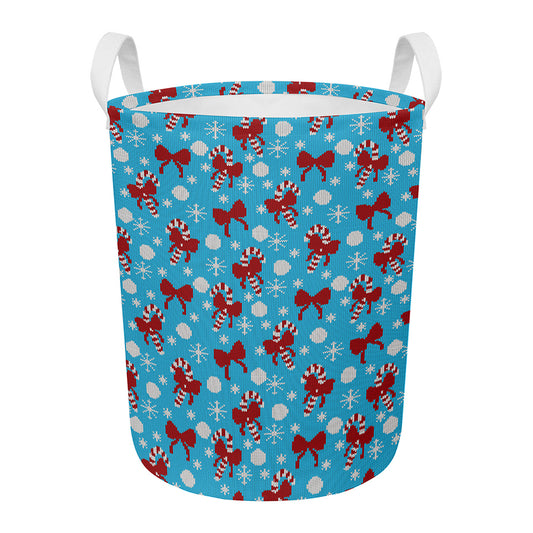 Christmas Party Knitted Pattern Print Round Laundry Basket