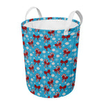 Christmas Party Knitted Pattern Print Round Laundry Basket