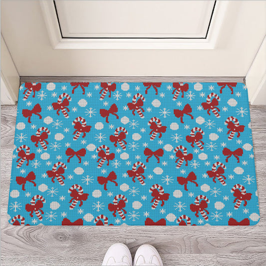 Christmas Party Knitted Pattern Print Rubber Doormat