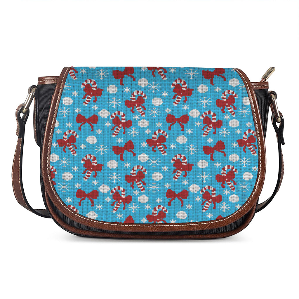 Christmas Party Knitted Pattern Print Saddle Bag