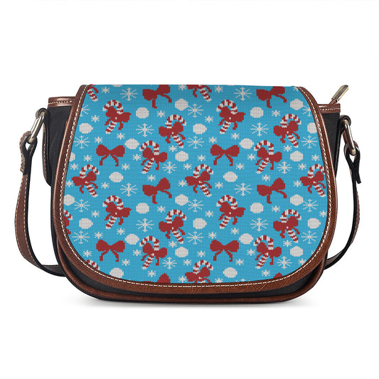 Christmas Party Knitted Pattern Print Saddle Bag