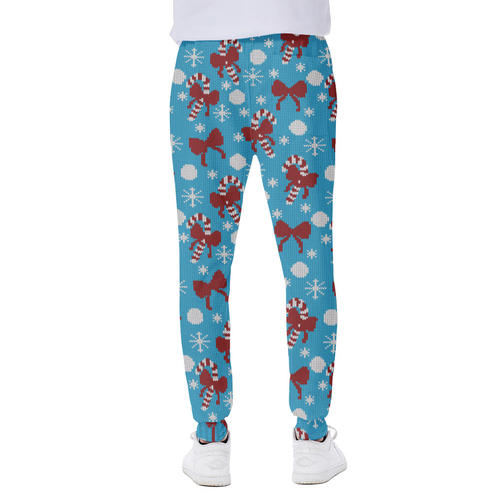 Christmas Party Knitted Pattern Print Scuba Joggers