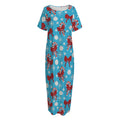 Christmas Party Knitted Pattern Print Short Sleeve Long Nightdress