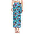 Christmas Party Knitted Pattern Print Side Slit Maxi Skirt