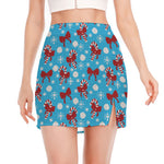 Christmas Party Knitted Pattern Print Side Slit Mini Skirt