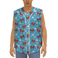 Christmas Party Knitted Pattern Print Sleeveless Baseball Jersey