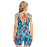 Christmas Party Knitted Pattern Print Sleeveless One Piece Swimsuit