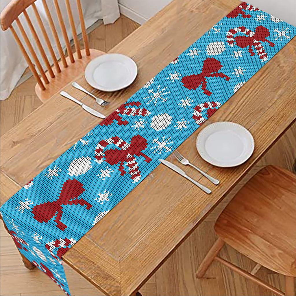 Christmas Party Knitted Pattern Print Table Runner