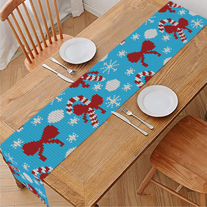 Christmas Party Knitted Pattern Print Table Runner