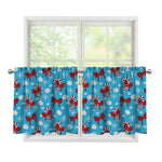 Christmas Party Knitted Pattern Print Tier Curtains