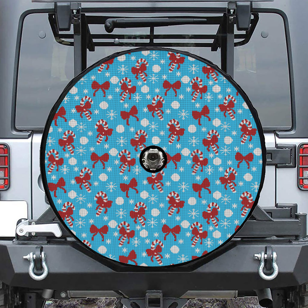 Christmas Party Knitted Pattern Print Tire Cover With Camera Hole