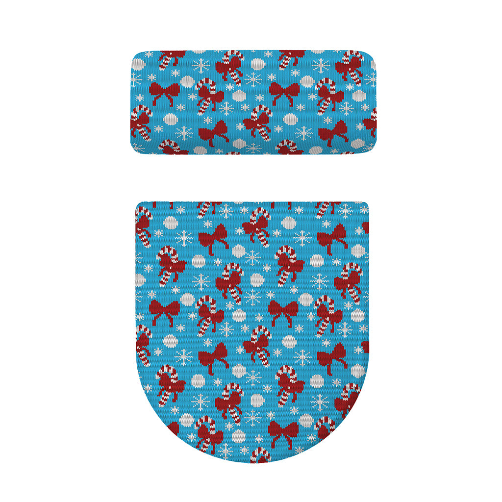 Christmas Party Knitted Pattern Print Toilet Lid And Tank Cover Set