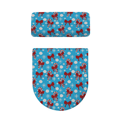 Christmas Party Knitted Pattern Print Toilet Lid And Tank Cover Set