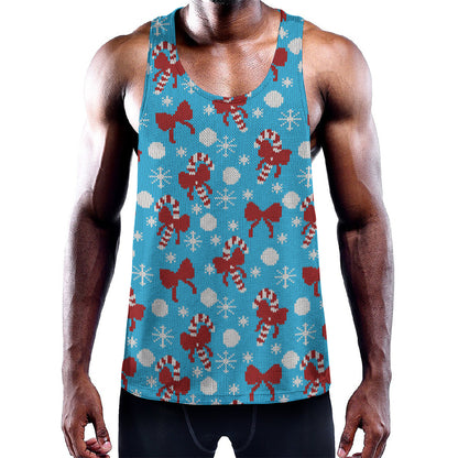 Christmas Party Knitted Pattern Print Training Tank Top