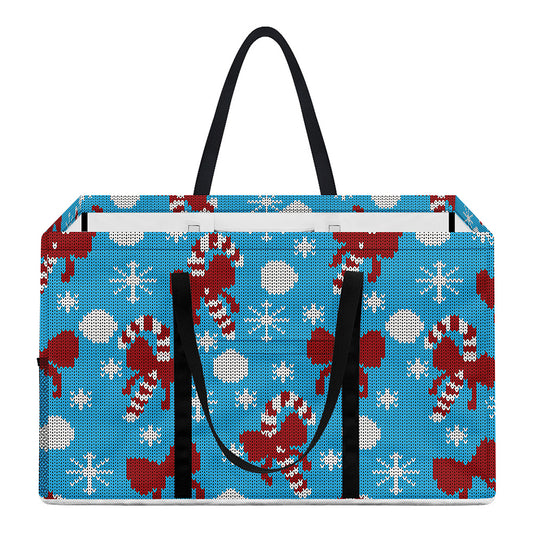 Christmas Party Knitted Pattern Print Utility Tote Bag