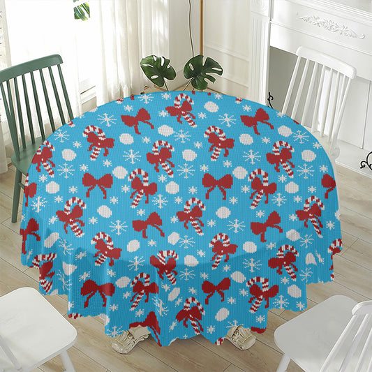 Christmas Party Knitted Pattern Print Waterproof Round Tablecloth